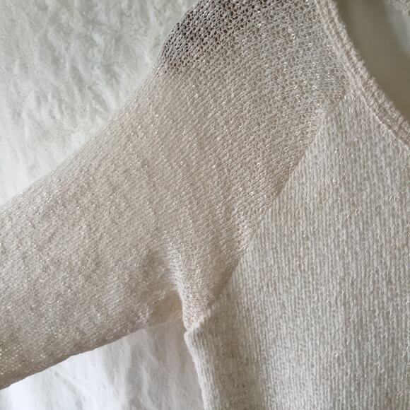 Cream Long Sleeve with Floral Lace Back Sweater - Picture 3 of 16